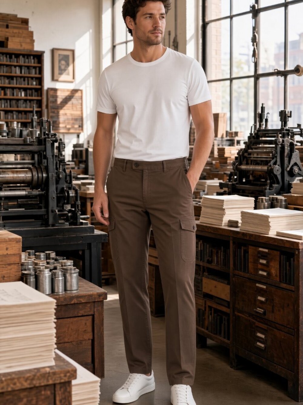 Dylan Gray Men's Brown Cargo Pants Regular Fit Slacks New With Tags Size US 34